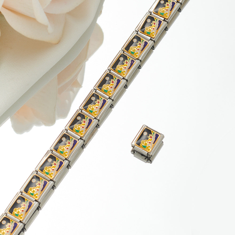Wholesale Personalized Hand-stitched DIY Pattern Stainless Steel Combination Bracelet